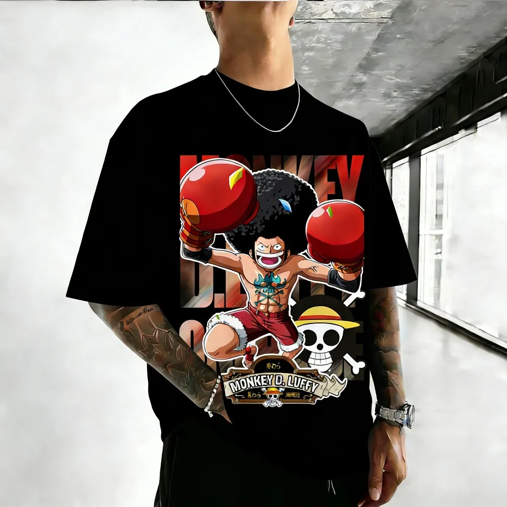 

Unisex Cotton T-shirt ONE PIECE Monkey D. Luffy 2026 Summer Harajuku Anime Printed Large Loose Parent Child Short Sleeve