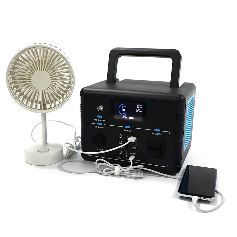 

600W Pure Sine Wave Solar Powered Wireless Charging LiFePO4 Outdoor Mobile Power Supply Cigar Lighter