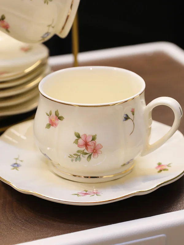 Taza de cé de cerámica estilo francés, taza pequeña de lujo para espro, diseño de alto valor estético, taza para uso dom...
