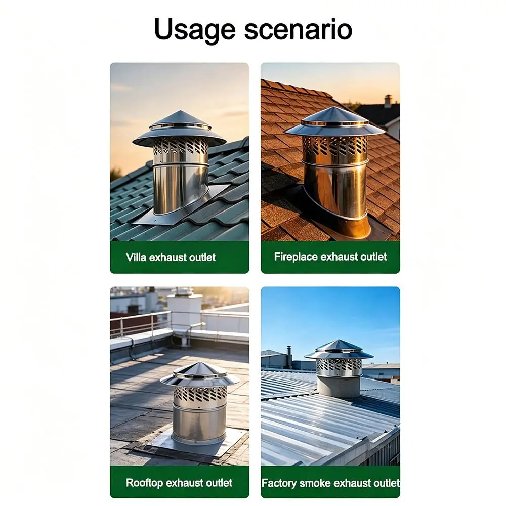 Simple Installation 80/110/160/200mm Chimney Cap Stainles Steel Multifunctional Ventilation Ducts Ventilation Exhaust Cover