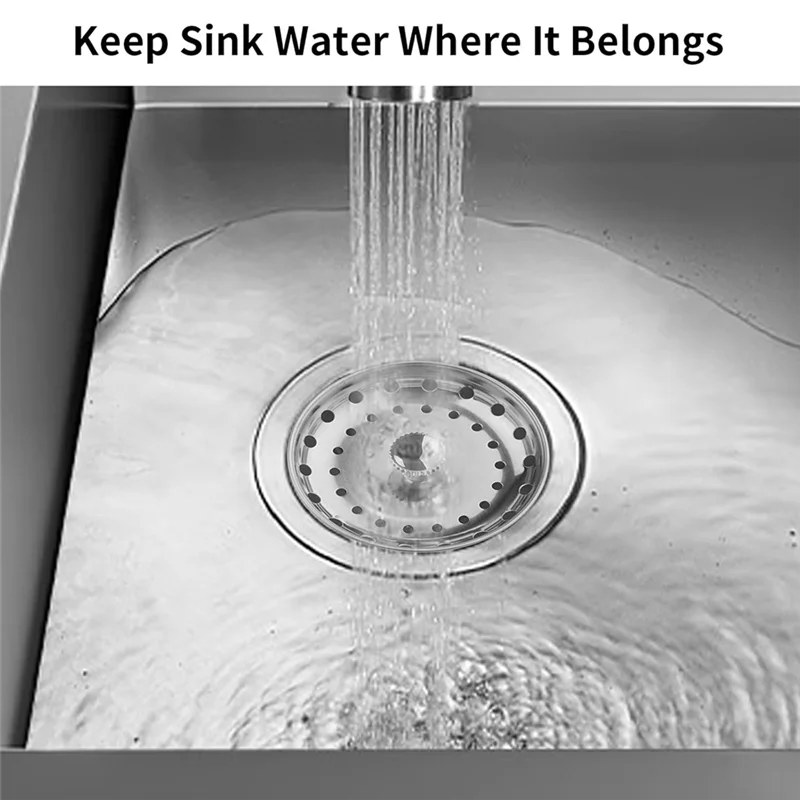 ABFS 2PCS Kitchen Sink Drain Strainer Sink Stopper Combo For Standard 3-1/2 Inch Drain, Stainless Steel Sink Strainer Basket