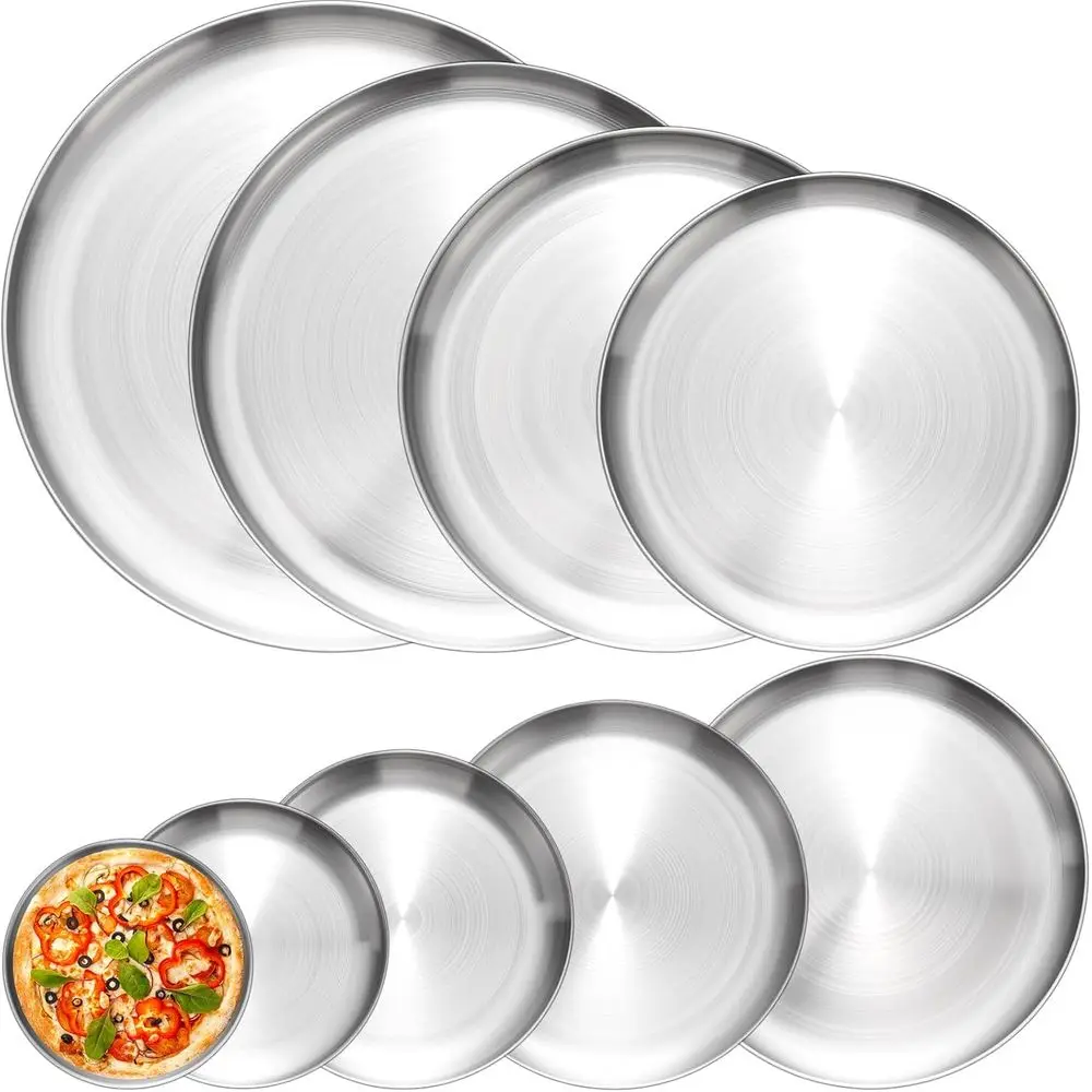 Juego de 12 moldes para pizza de acero inoxidable, 9 tamaños de 6,7 a 17,7, ideales para hornear y cocinar, aptos para lavavajillas