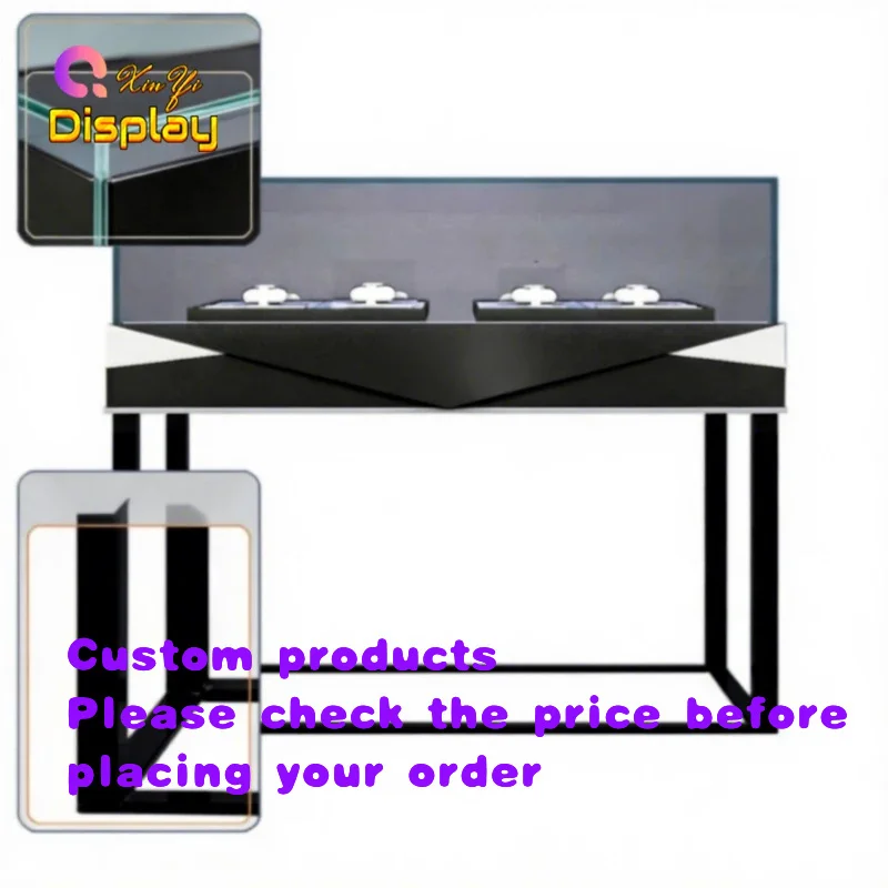 custom.OEM ODM Luxury Commercial Jewelry Showcase with LED Lighting Tempered Glass Stainless Steel Frame Custom Size & Color