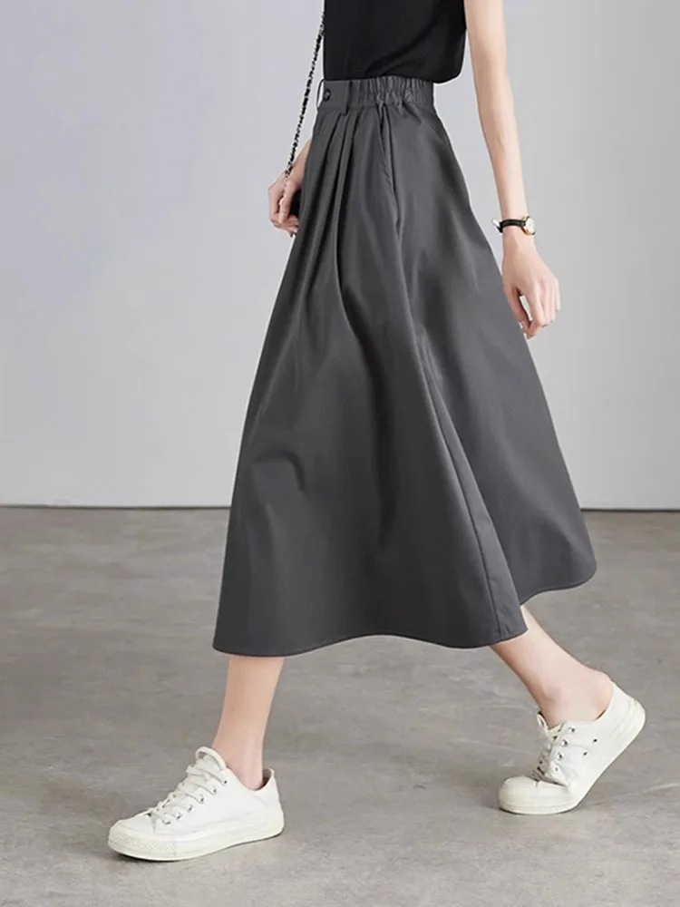 High Waist Midi A-Line Skirt Fashionable Elegant Spring Autumn Women's Clothing Euro Style Premium Quality New 2026