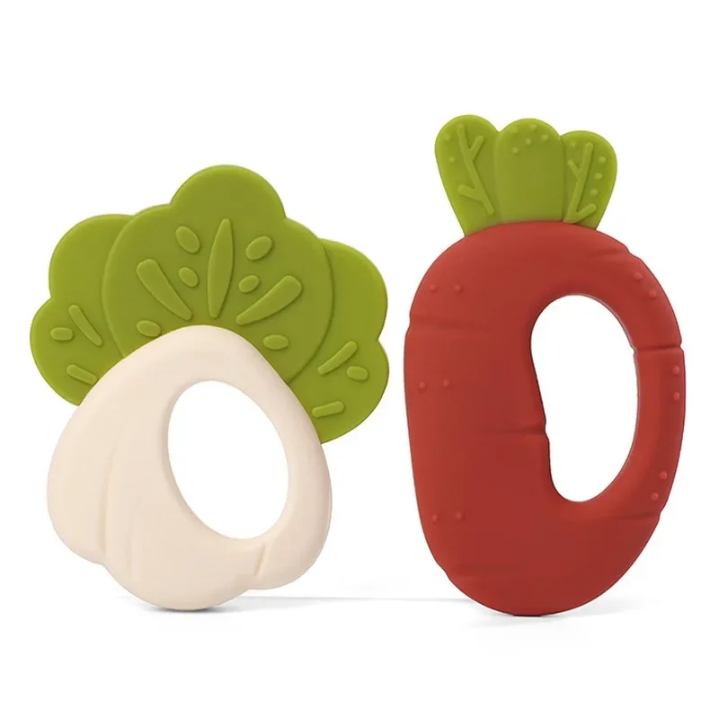 

Baby Teething Toys Set - Soft Silicone Carrot & Cabbage Teethers for Soothing Sore Gums, BPA-Free