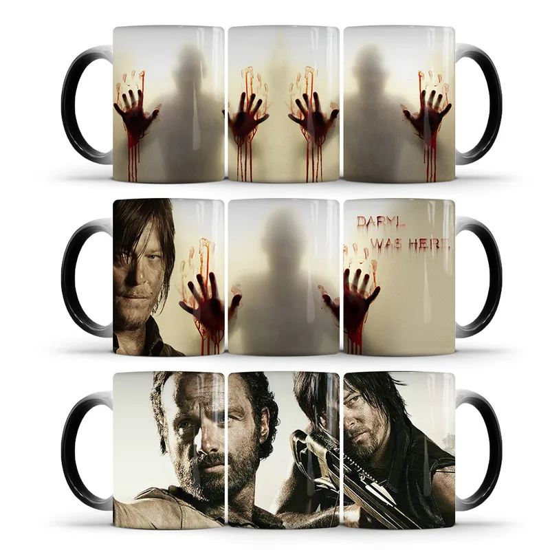 2024 New Creative Walking Dead Horror Anime Peripheral Color Changing Mug Ceramic Thermal Coffee Cup Home Office Coffee Cup