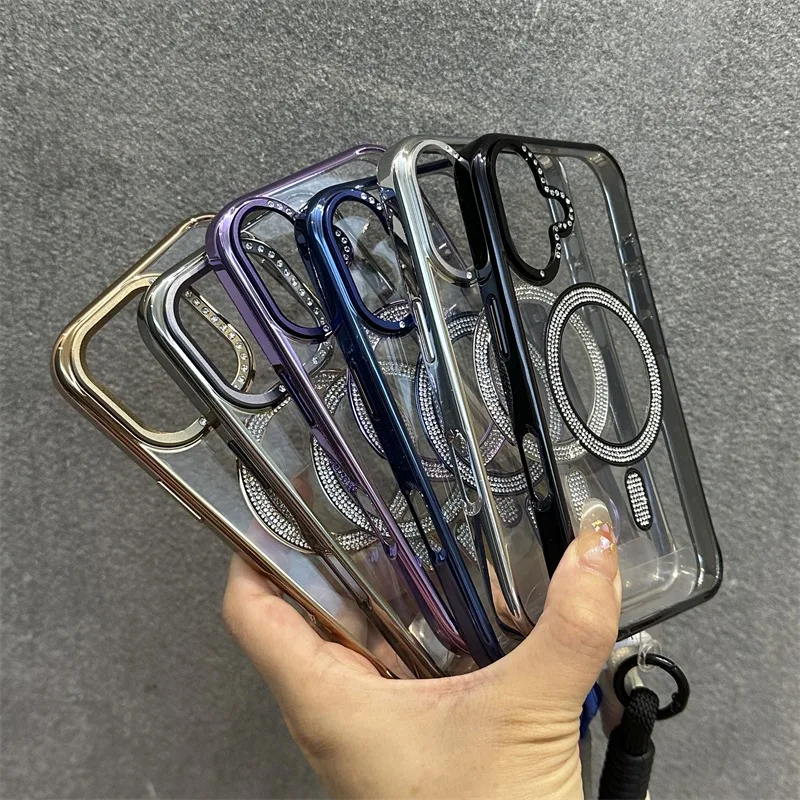 حافظة لهاتف آيفون 15 16 برو ماكس 15 برو 16 برو 16 برو 16 بلس حزام معصم أكريليك شفاف من الأكريليك