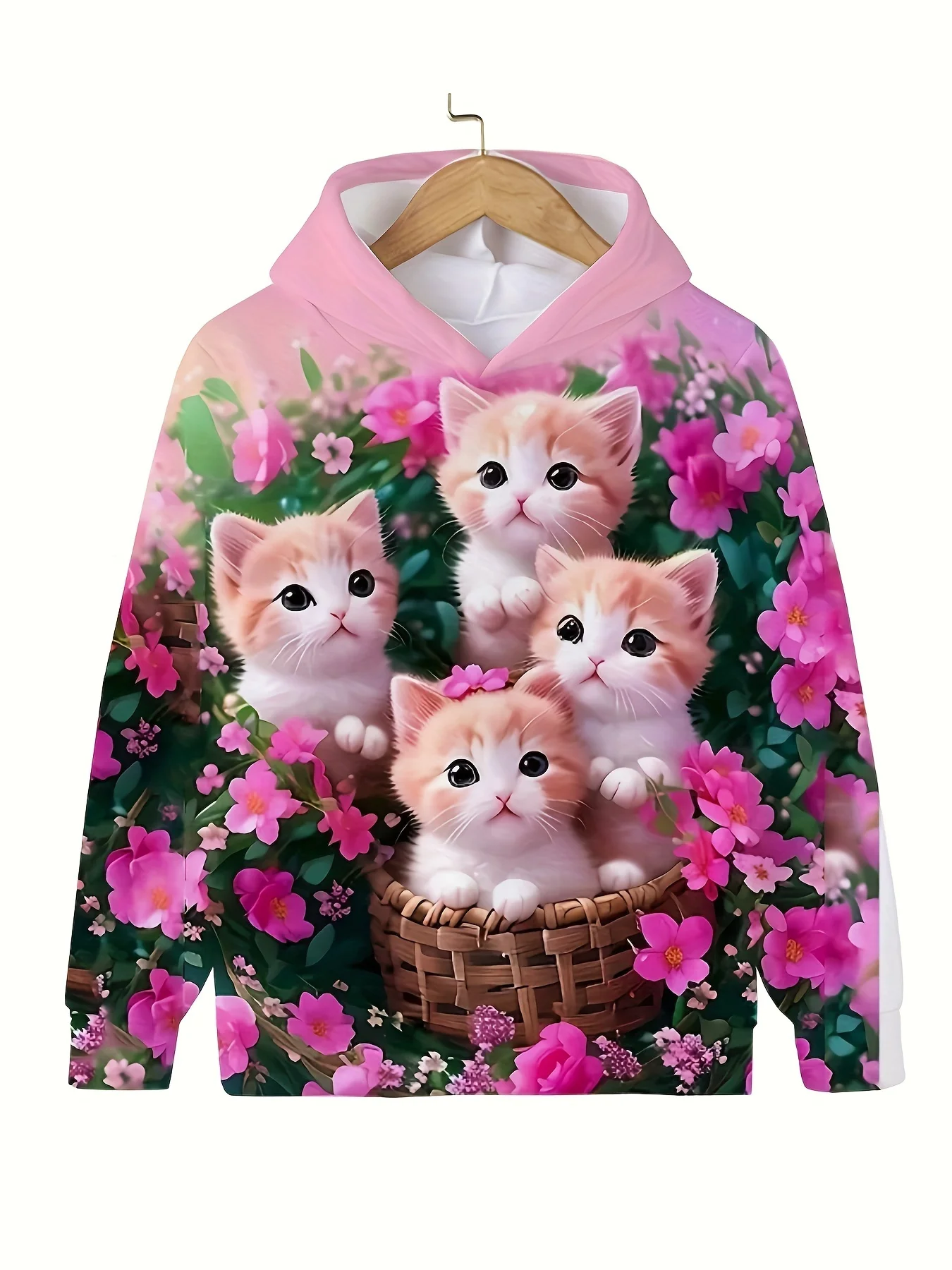 Cute Cat Kids Hoodie For Girl Pullover Long Sleeve Hoodie Boy Sweatshirt Cat 3D Print Boys Girls Hoodies Tops Children\'s Clothes