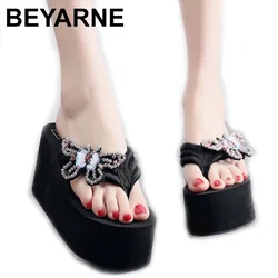 BEYARNE Fashion High Heels Sandals Women Wedge Platform Sandal Summer Bohemia Beading Slippers Flip Flops Fringe Slippers Women