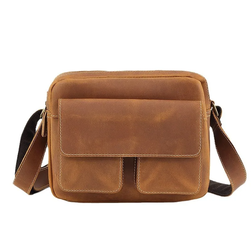 Torba na ramię dla mężczyzn skóra Vintage torba Crossbody kurierska torba biurowa biznesowa torebka Sling Tote Bag poprzeczna dla mężczyzn