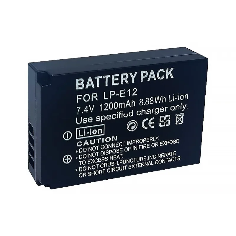 LP-E12 7.4V 1200mAh for Canon EOS M M2 100D SL1 Camera Battery High Capacity Decoded Battery Rechargeable Li-ion Digital