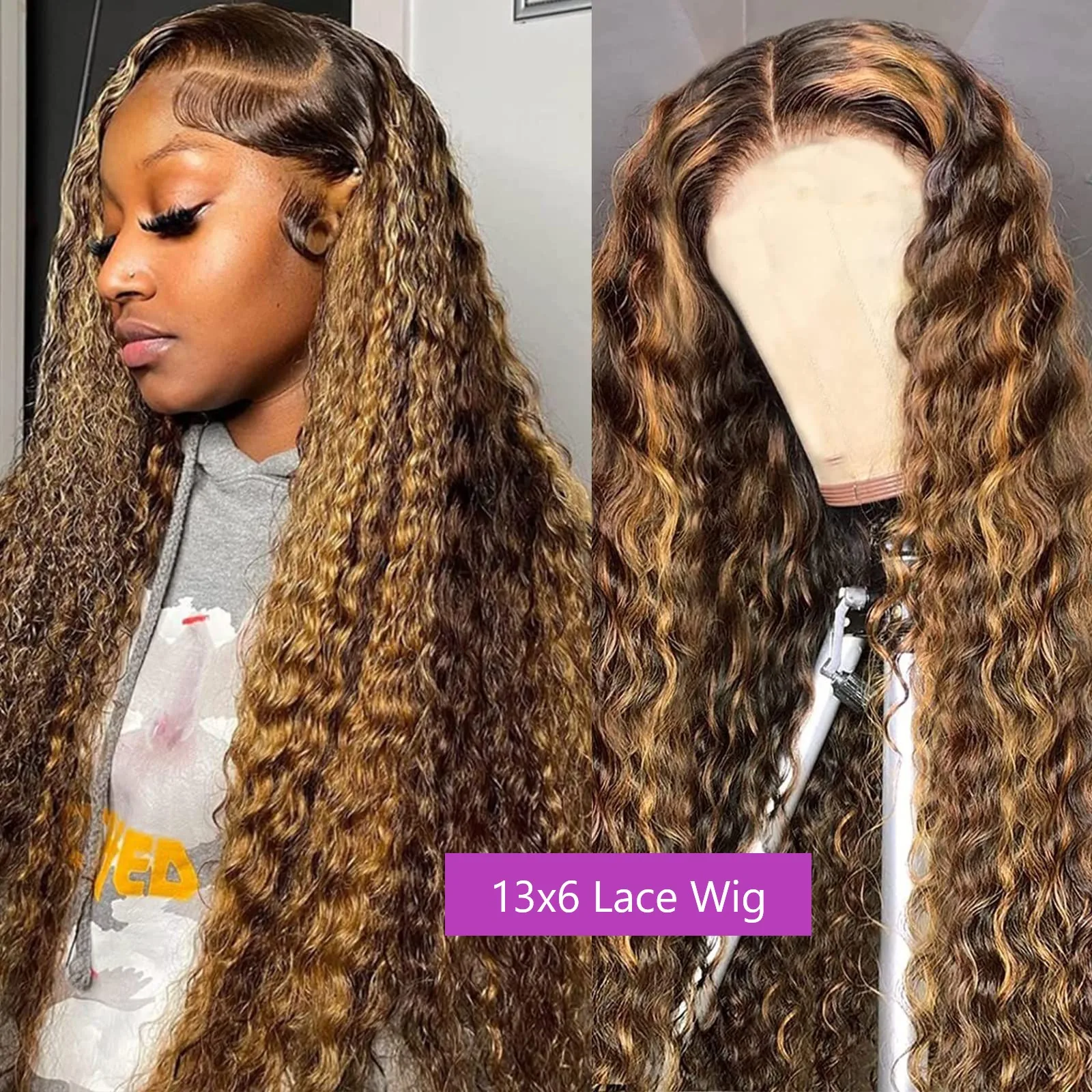 4/27 Deep Wave Lace Frontal Wig 13x4 HD Deep Wave Human Hair Wigs Pre Plucked Natural Hairline Transparent Lace Human Hair Wig