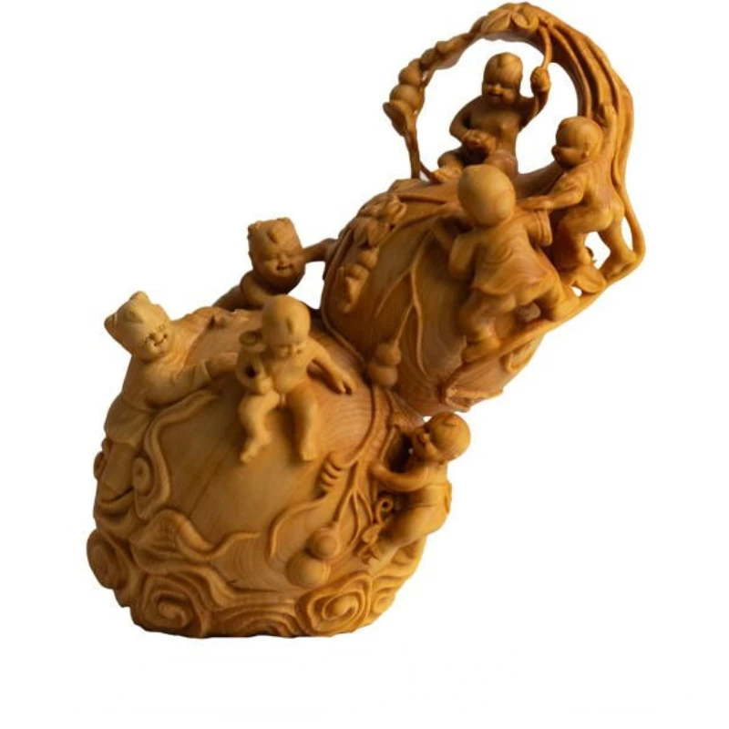 

Charming Wood Carving for Home Decoration, Joyful Gourd Brothers