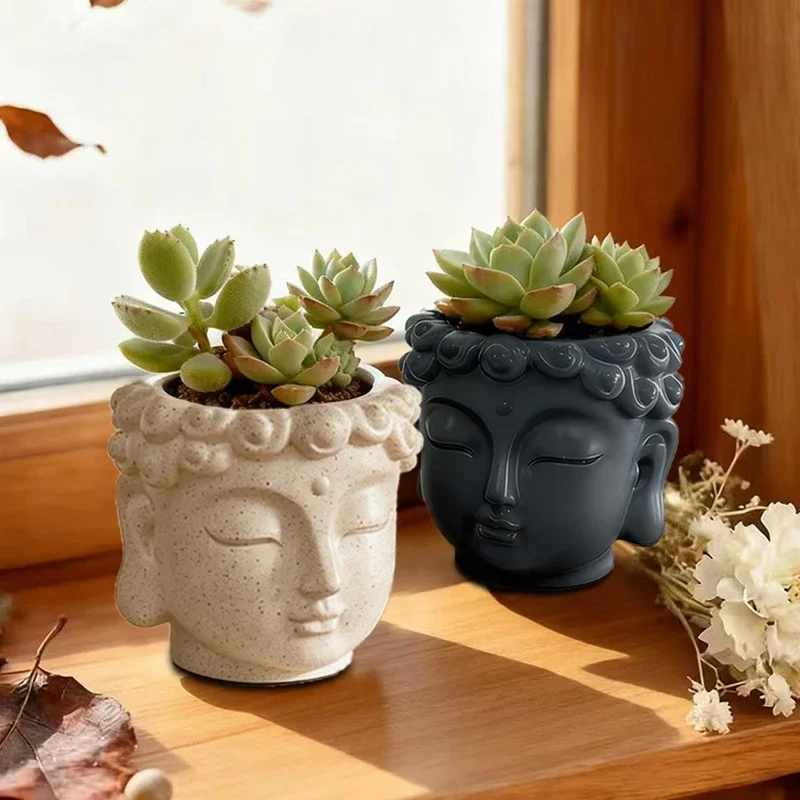 New Creative Buddha Statue Flowerpot Green Potted Plants Container Home Courtyard Garden Decor Resin Handicrafts Ornament Gift