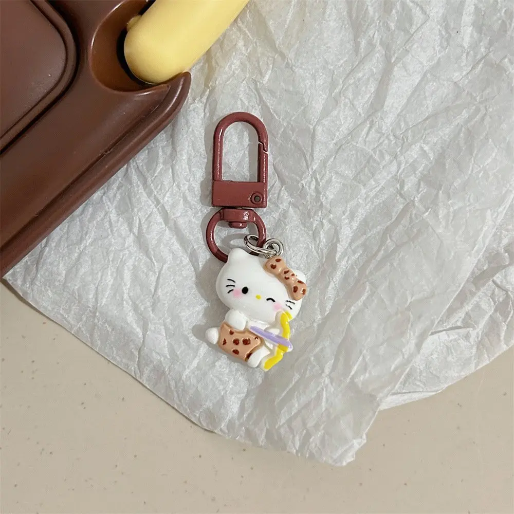 Sanrio Hello Kitty Leopard Print Love Series Personality Keychain Kawaii Girl Y2k Funny Cat Bag Hanging Bestie Gift Accessories