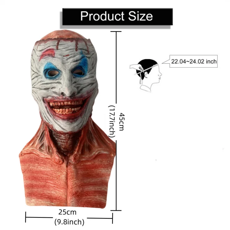 Halloween Double Tear Horror Mask Party Cosplay Bloody Skull Ghouls Spooky Two Layer Grimace Prop Adult Full Face Latex Headgear