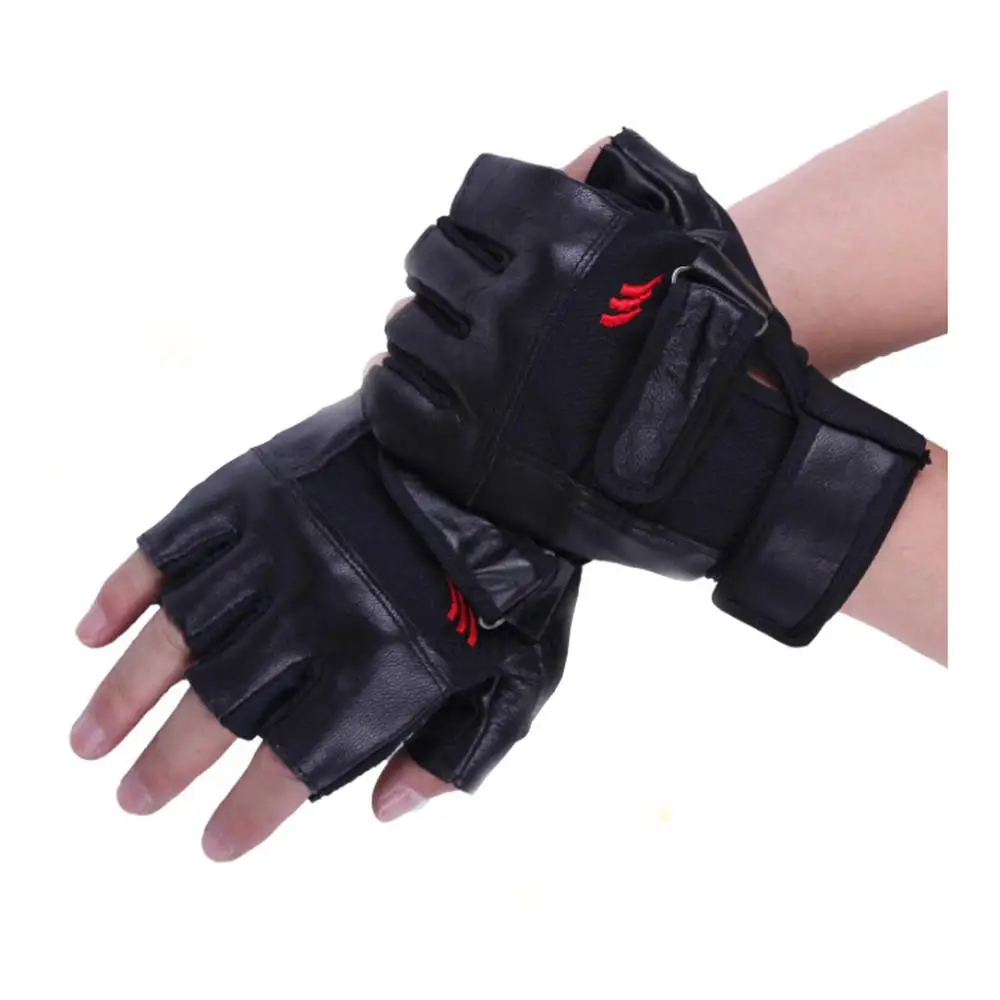 Men\'s Leather Cycling Gloves Gym Fitness Breathable Anti-Slip Women Men Half Finger Summer Fishing Cycling Fingerless Gloves