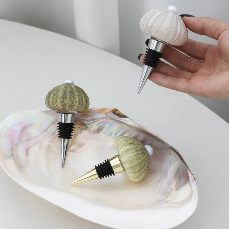 European Natural Pink Sea Urchin Wine Stoppers Creative Champagne Cork Sealer Unique Gift Home Bar Decor Luxury Drinkware