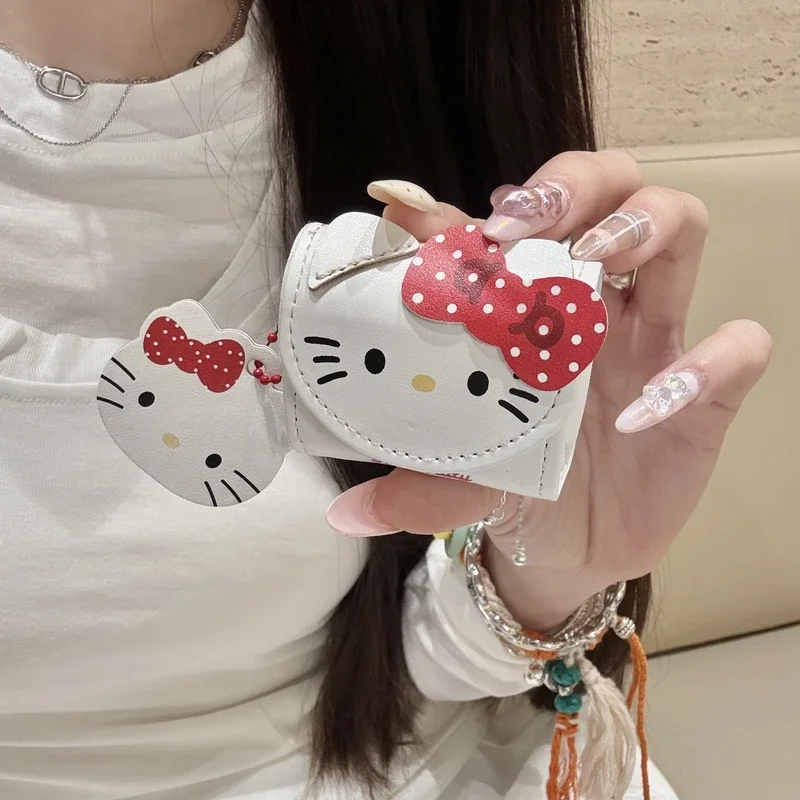 لطيف الكرتون سانريو مرحبا كيتي حقيبة جلدية حقيبة سماعة الاذن ل AirPods 1 2 3 4 برو 2021 سماعة لاسلكية تعمل بالبلوتوث سماعة سماعة حقيبة