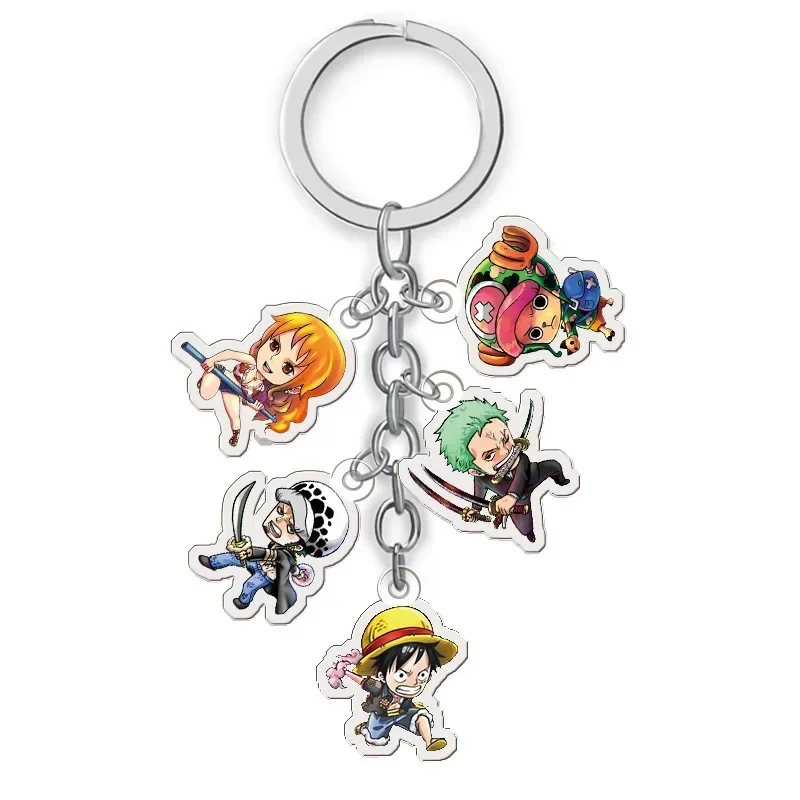 Anime Figure One Piece Monkey D. Luffy Roronoa Zoro Sanji Tony Tony Chopper Nami Trafalgar D. Water Law Acrylic Keychain Pendant