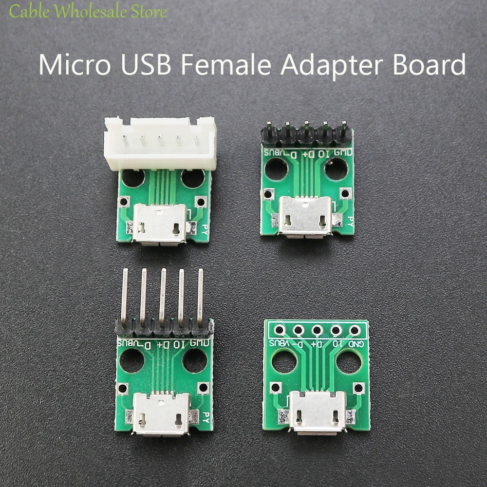 1Pcs Micro USB  Female Seat To Direct DIP-5P Adapter Board Android Mac Phone Power Data Cable Module