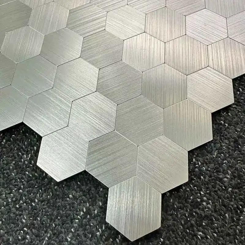 

4pcs/lot Mosaic Wall Tile Peel And Stick Self Adhesive Waterproof Aluminum composite hexagon Kitchen Bath Tile Backsplash 97