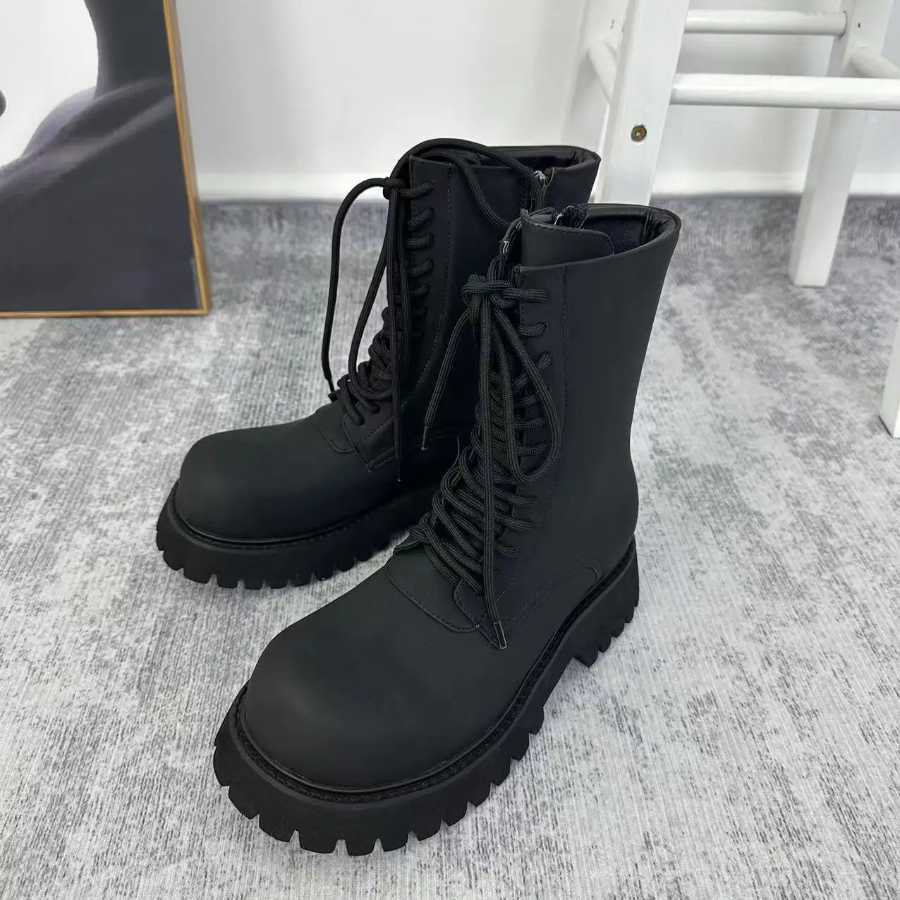 New Brand Women Ankle Platform Chelsea Motorcycle Boots Winter Shoes  Fashion Goth Casual Shoes Gladiator Flats Snow Botas