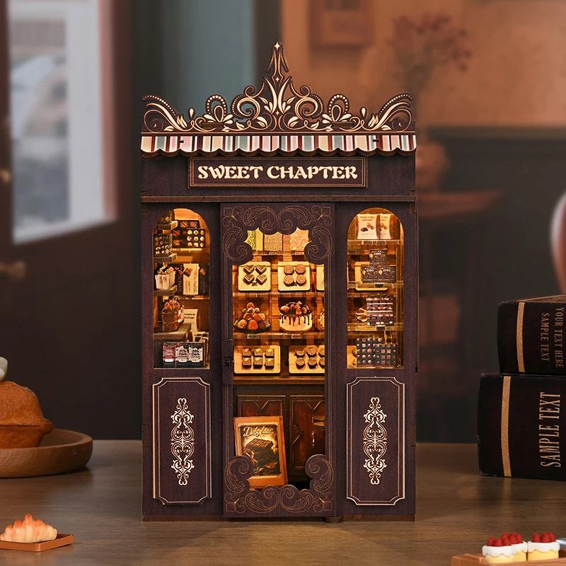 

【Hot Sale】New Sweet Chapter Wooden DIY Book Nook Kit - Miniature House Model, Handcrafted Assembly, Creative Christmas & Black