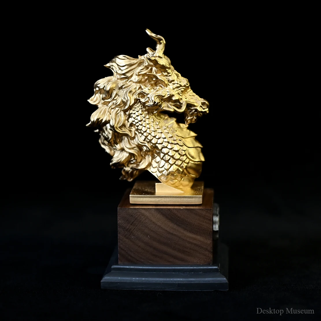 110MM Desktop Decoration Resin Ornament Golden Dragon Chest LTCP-402