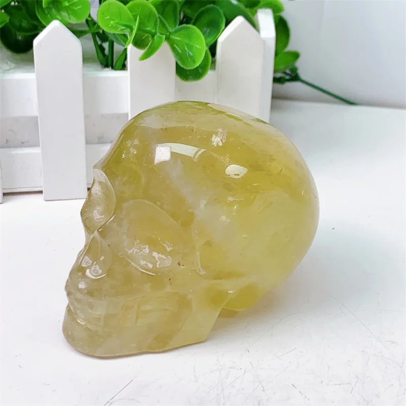 

Natural Citrine Skull Carvings, Mini Statue Figurine, Crystal Room Decor, Halloween Decoration, Witchcraft Gift, 8.5cm, 1Pc