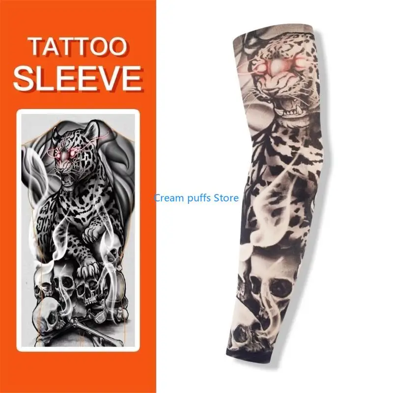 50LE Fun Temporary Pattern Arm Stockings for Halloween Costume and Sports