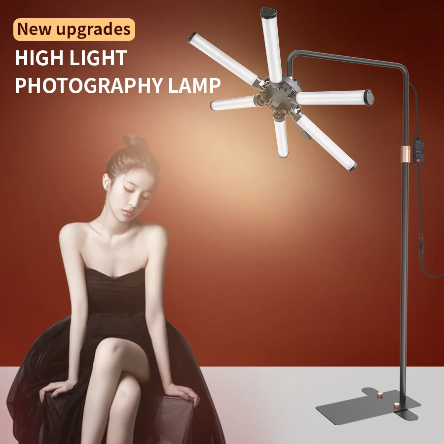 Professional Audio Video Photography Studio Lighting Floor Six Arms LED Lamp Fill Light