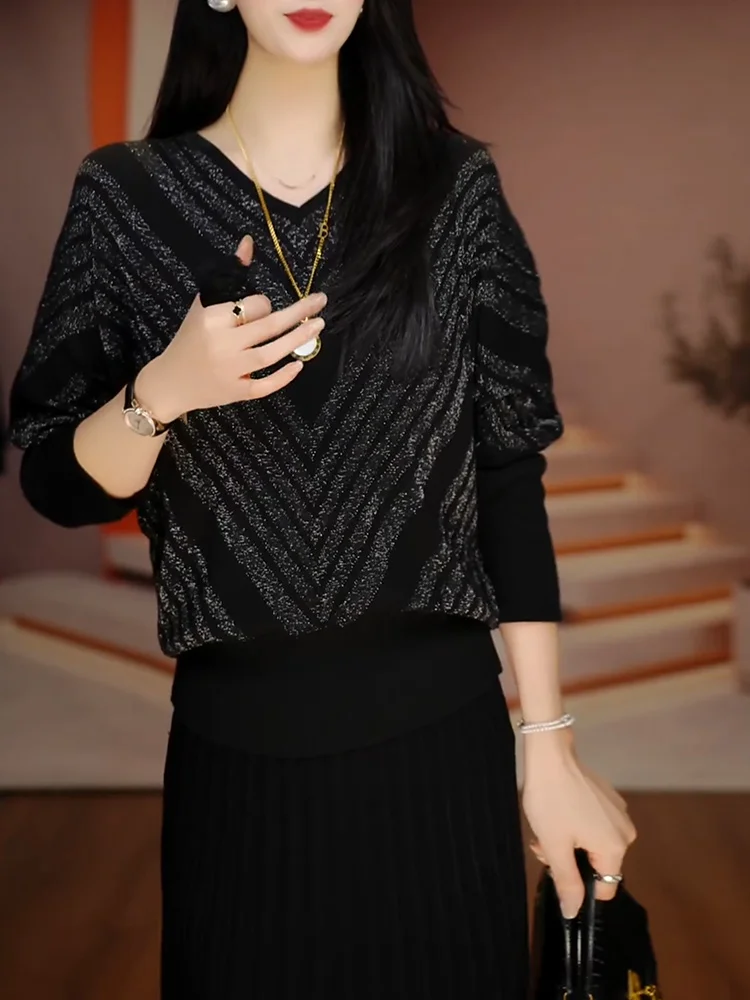 

Faionable Bla Women's Top Versatile Ele Luxury Design Autumn New Arrival Large Size Comfortable Korean Sle Camere...