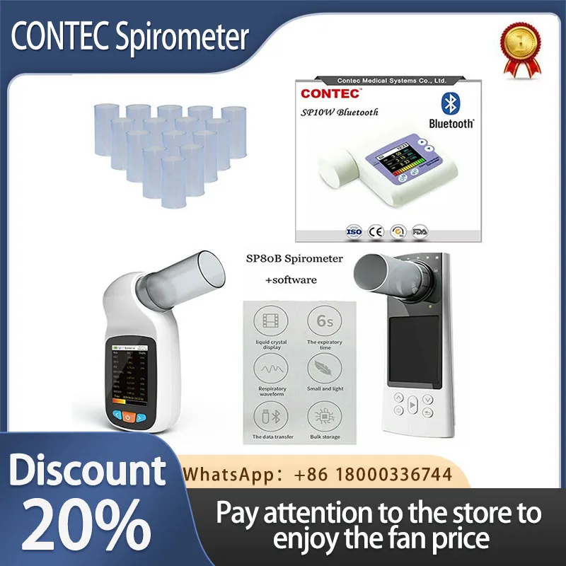 

CONTEC Digital Bluetooth Spirometer SP80B SP70B SP10 Lung breath Diagnostic Vitalograph Spirometer comes with 10 mouthpiece