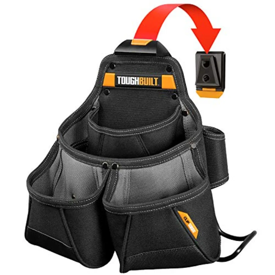 

ClipTech Series Framer Pouch Heavy-Duty Tool Pouch ClipTech Hub 10 Pockets Loops Integrated Kickstand Reinforced 1680D Construc