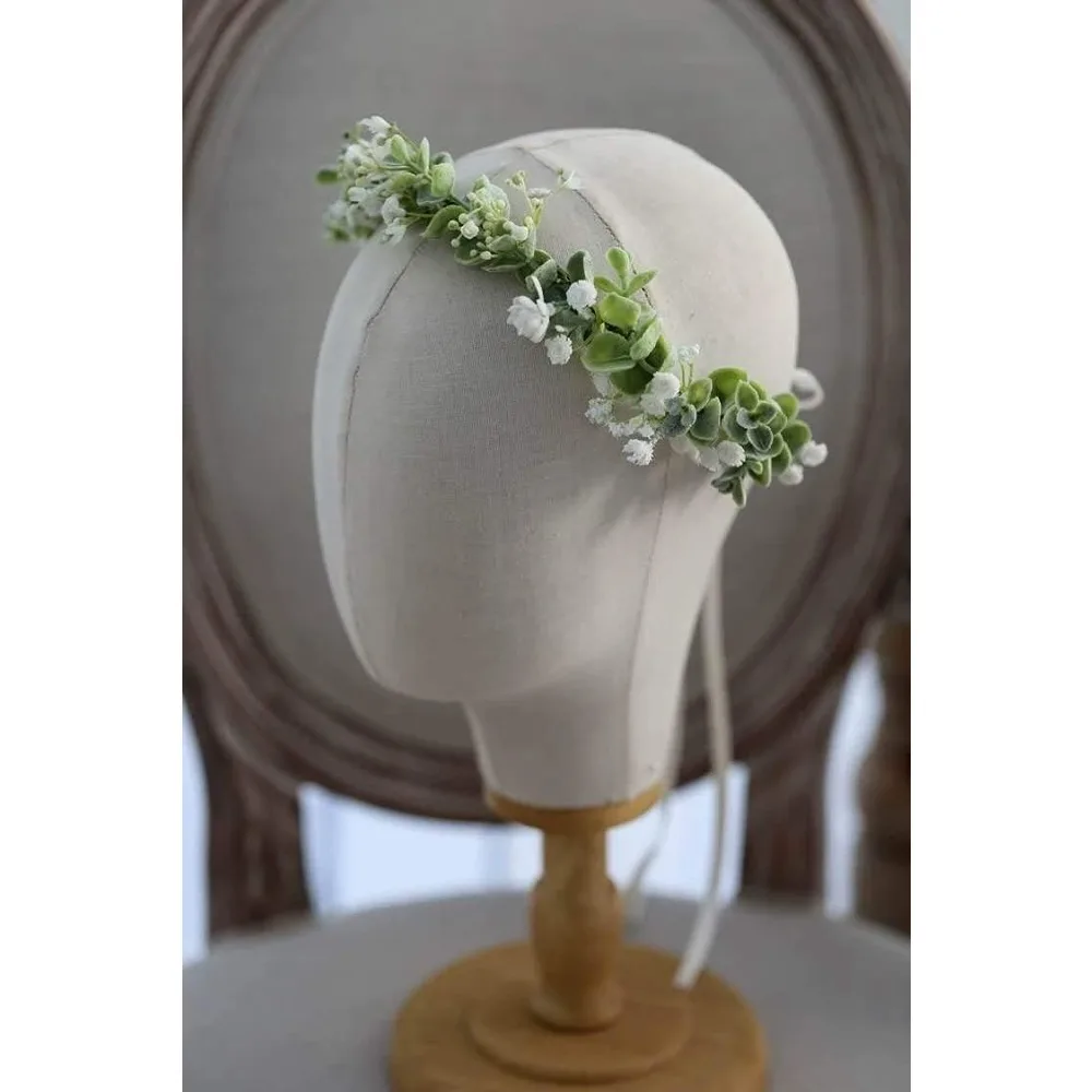 Boho Flower Crown with Real Touch Artificial Greenery Bridal Headpiece for Women Wedding Hair Accessories Ceremony Party Festival Boho Floral Wreath Headband Henna Hippie Summer Music Festival Decor view 3