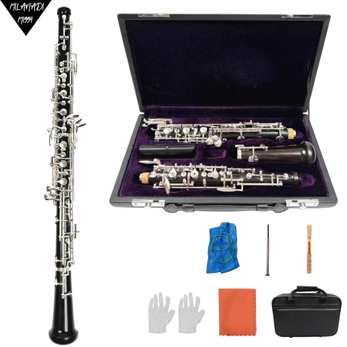 High quality semiautomatic ebony wood oboe C key Silver/Gold-plated with case