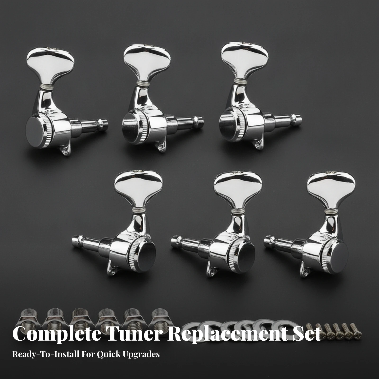 6 Pieces Guitar Tuning Pegs Heavy-Duty 3L3R Guitar Tuning Pegs Polished Rust-Resistant for Luthier, Instrument Building
