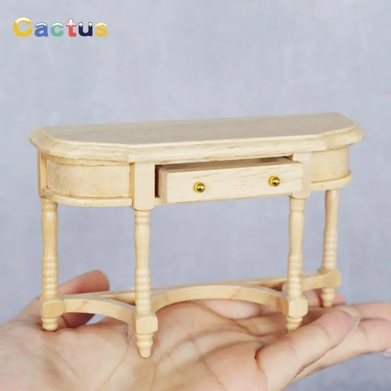 1:12 Dollhouse Miniature Table Desk Continental Writing Desk Office Table with Drawer Furniture Model Decor Toy