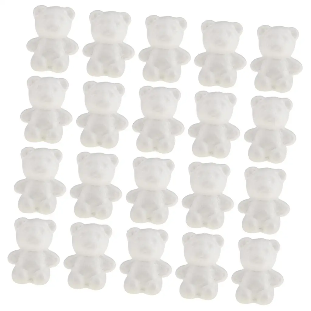 Foam Material Bear Ornaments Painted Crafts Set Polystyrene Foam for Art Modeling Foam for Kids DIY Handwork and Parties