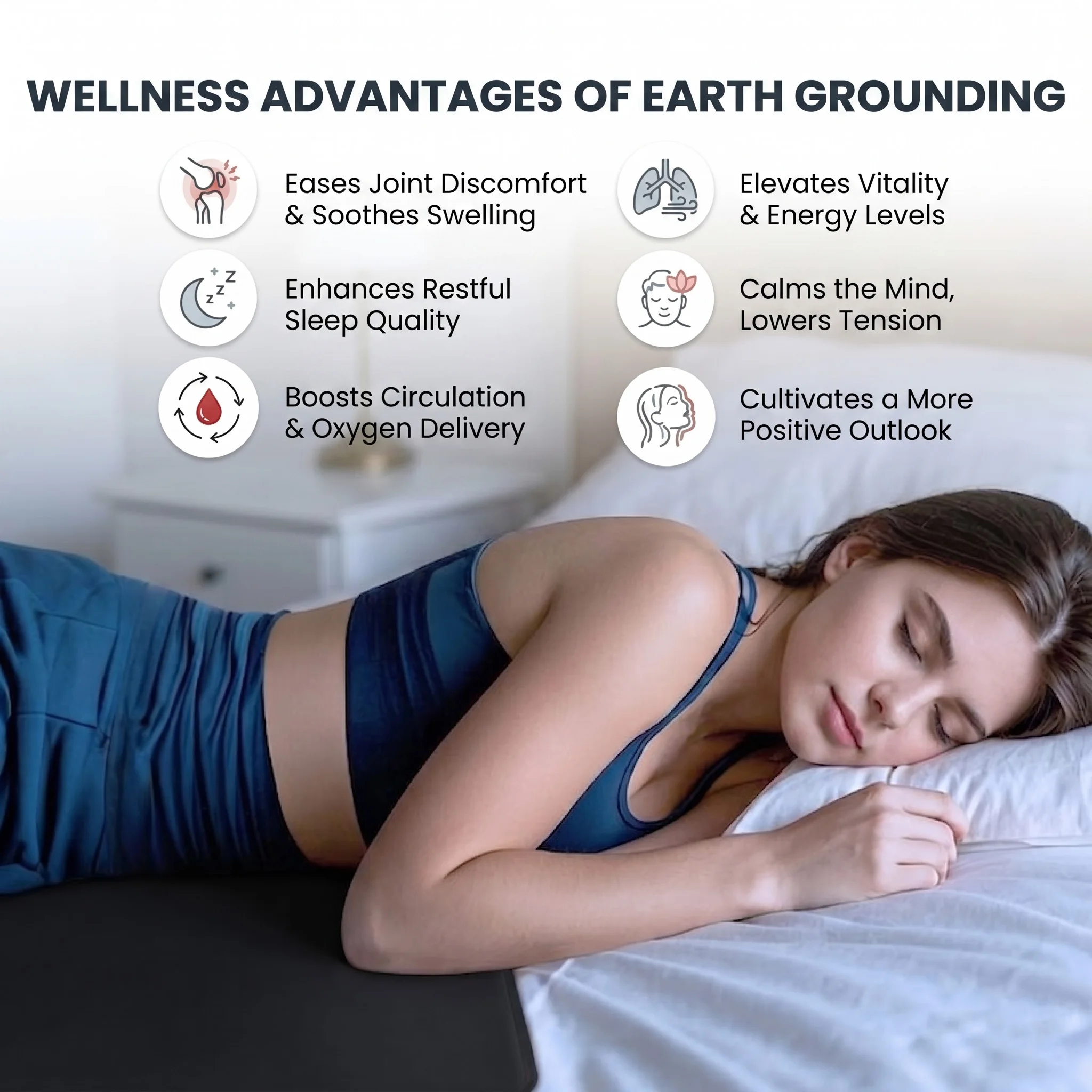 Earthing Mat 90x60cm Grounding Pads 3mm PU Leather EMF Protection Sleep Support Pain Relief Anti Static Desk Bed Yoga Black Kits
