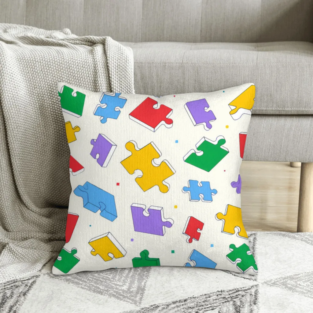 Puzzles Texture on White Background Jigsaw Puzzle Polyester Cushion Cover For Home Decorative Reusable Cojines Decorativos