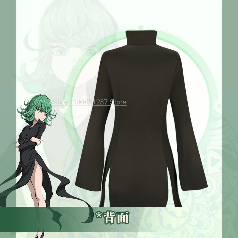 One Punch Man Cosplay Costume com Peruca para Mulheres, Roupa de Halloween, Tornado of Terror, Senritsu No, Tatsumaki, Vestido Preto, Menina, Criança, Adulto