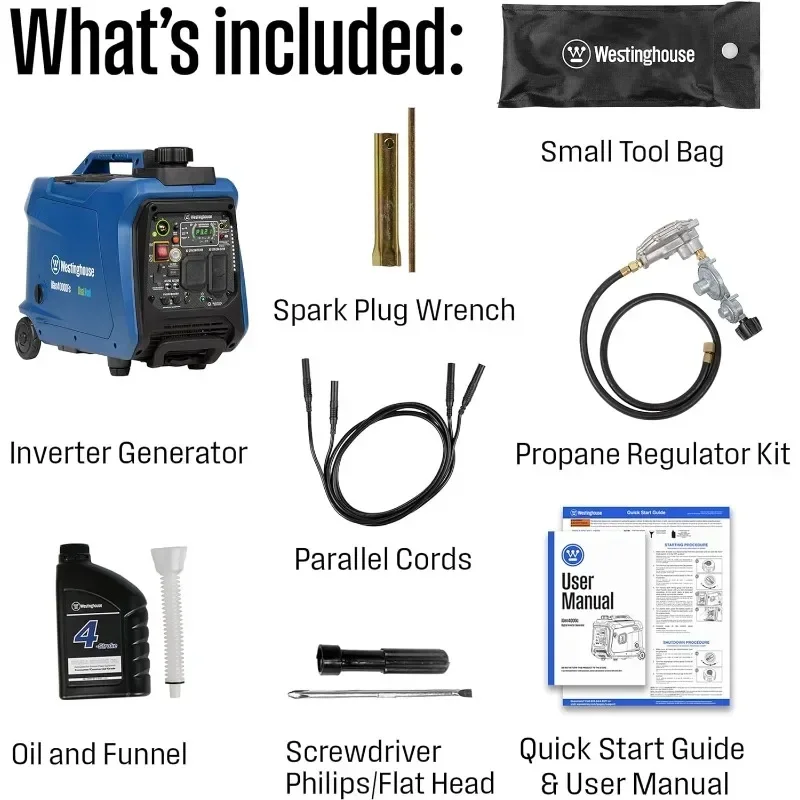 Gold Seller Bestseller Westinghouse Outdoor Power Equipment 4000 Peak Watt Super Quiet Dual Fuel Portable Inverter Generator, Pa