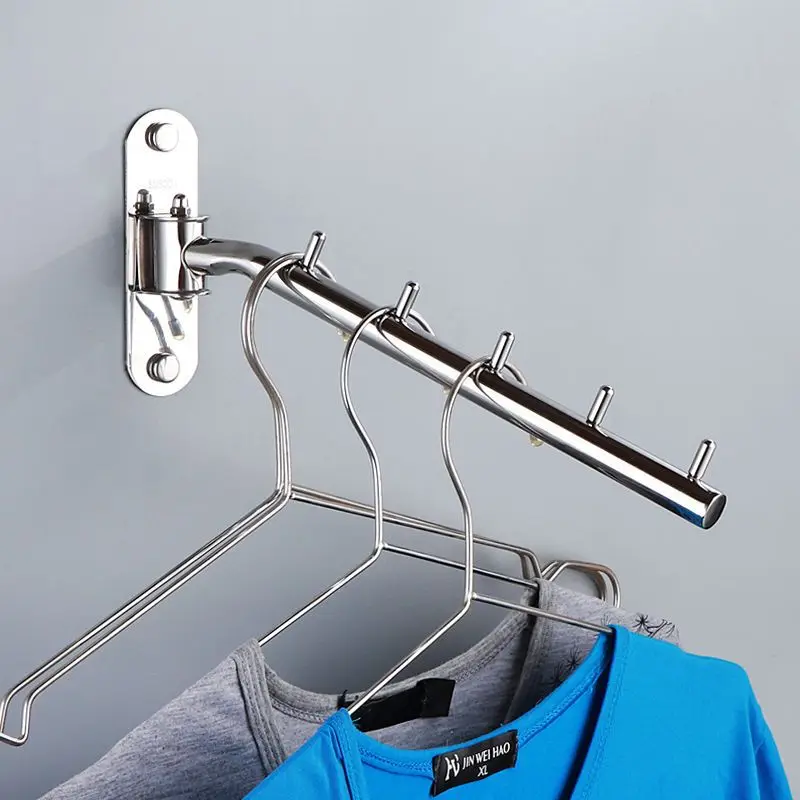 

304 Stainless Steel Rack Balcony Bathroom Storage Rotatable Hotel Home Bags Clothes Hanger Drying Pole Multifunctional Invisible