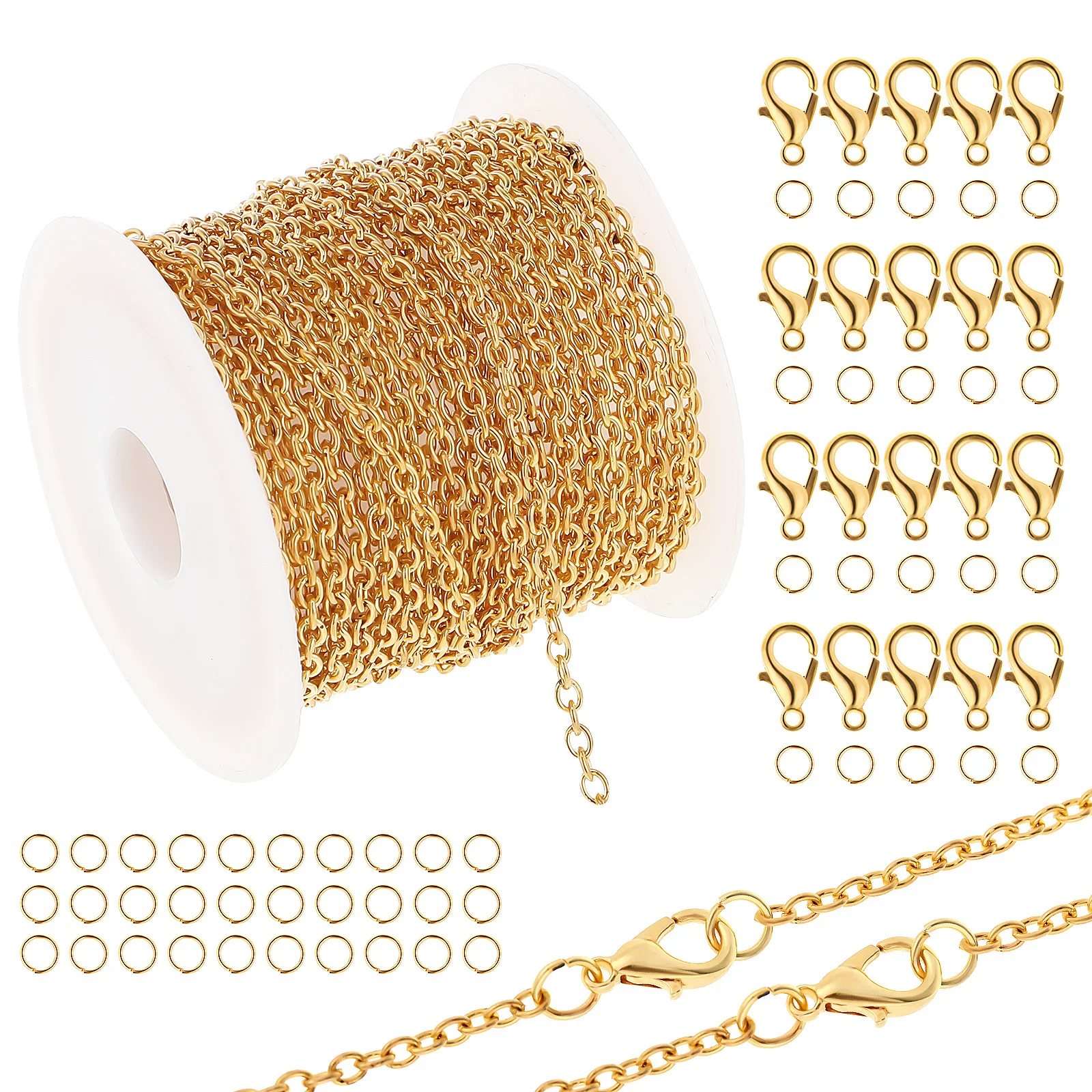 

1 set 1 Set Lobster Clasp Chain Kit Jewelry Making Supplies Zinc Alloy Necklace Bracelet Craft Chains Open Jump Rings Connector