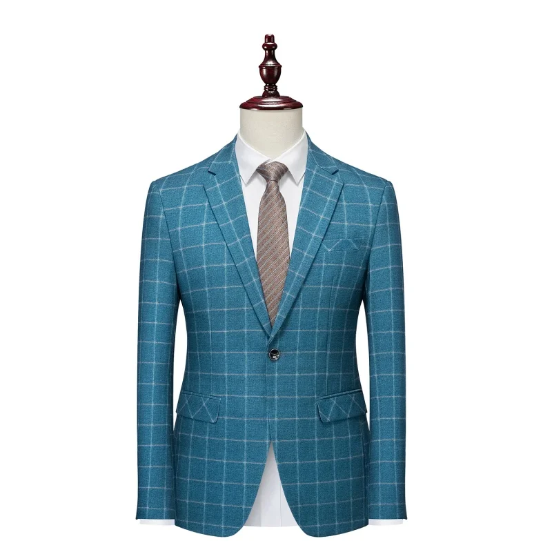 Groom Wedding dress Party Social Dress suit Male 3 piece set Blazer Vest Pants High-end Brand Boutique Plaid  Business slim Suit