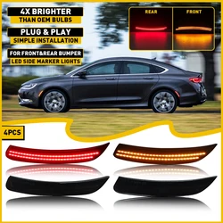 4Pcs For Chrysler 200 2015 2016 2017 Car Front Fender Lamps Red Amber LED Side Marker Light Smoked Lens Waterproof Accessories