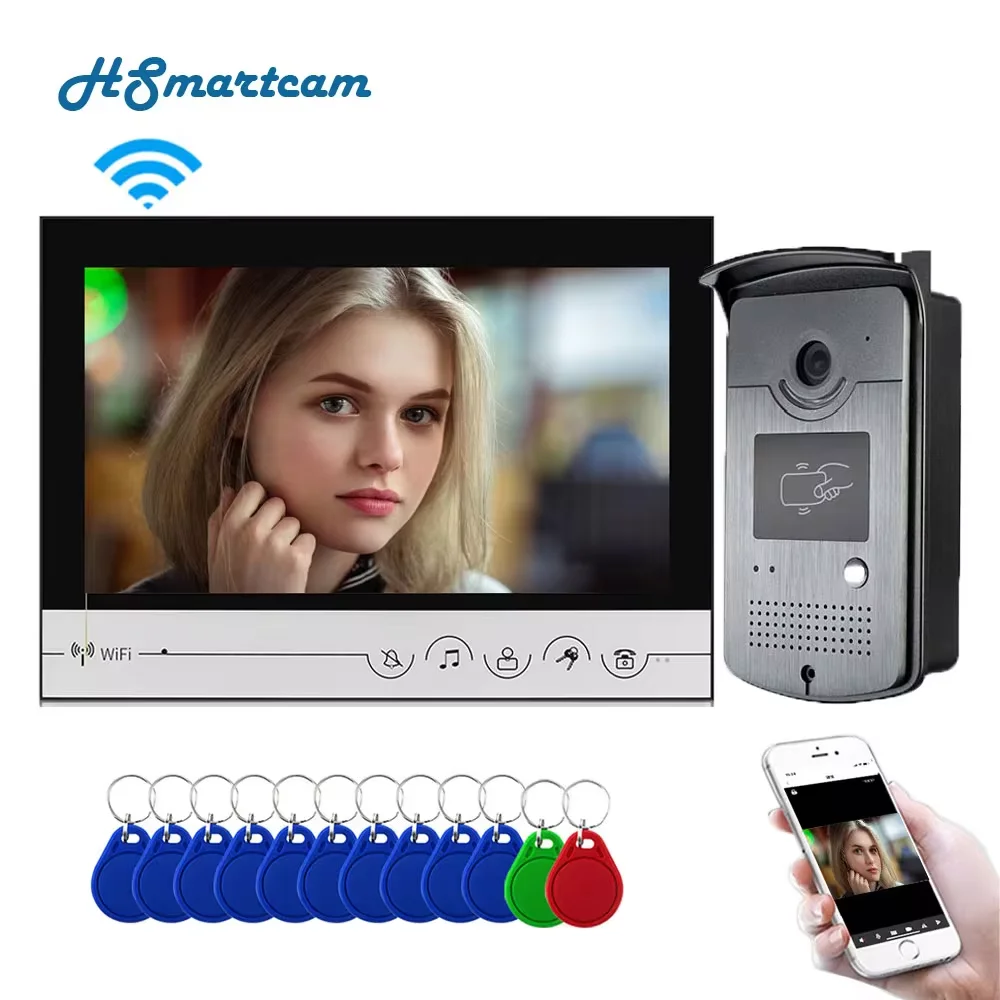 tuya smart home wifi monitor intercom sistema de controle de acesso com rfid camera ao ar livre app telefone desbloqueio 01