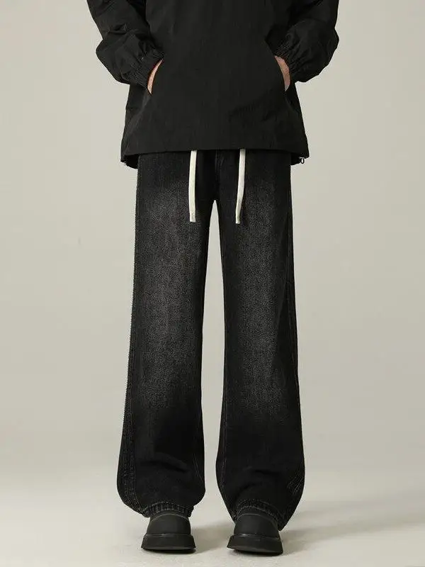 Retro American Waed Gerade Bein männer Jeans Beiläufige Lose Breite Bein Lange Hosen Frühling Herbst Trendy Marke Jugend Tragen